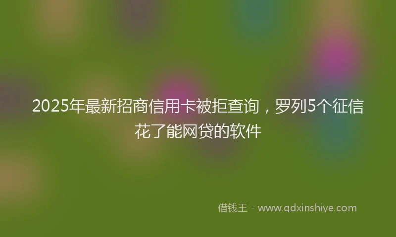 2025年最新招商信用卡被拒查询，罗列5个征信花了能网贷的软件