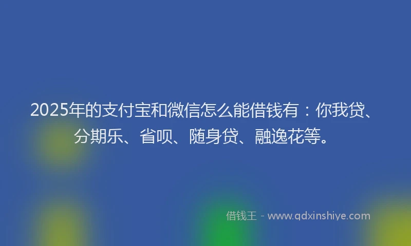 2025年的支付宝和微信怎么能借钱有：你我贷、分期乐、省呗、随身贷、融逸花等。