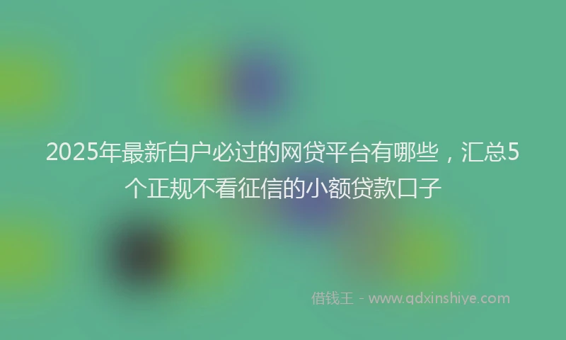 2025年最新白户必过的网贷平台有哪些，汇总5个正规不看征信的小额贷款口子