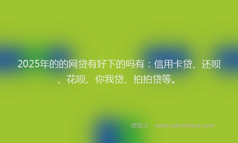 2025年的的网贷有好下的吗有：信用卡贷、还呗、花呗、你我贷、拍拍贷等。