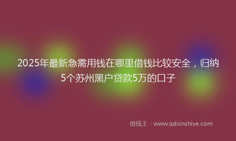 2025年最新急需用钱在哪里借钱比较安全，归纳5个苏州黑户贷款5万的口子