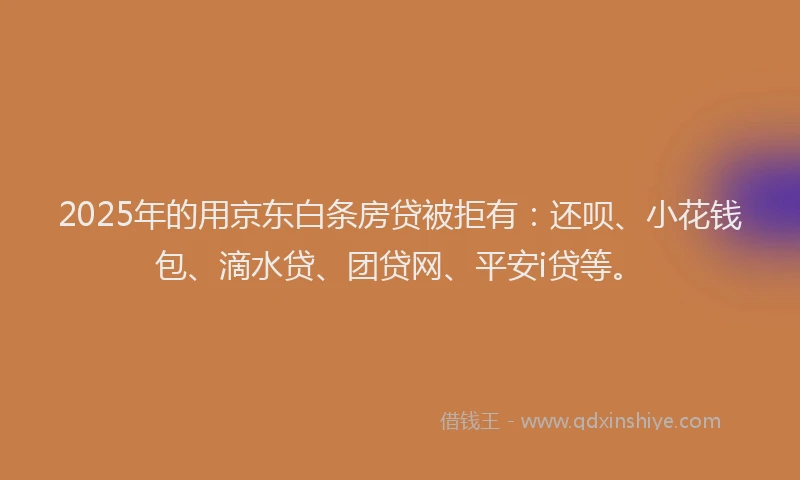 2025年的用京东白条房贷被拒有：还呗、小花钱包、滴水贷、团贷网、平安i贷等。