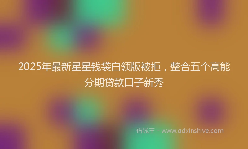 2025年最新星星钱袋白领版被拒，整合五个高能分期贷款口子新秀
