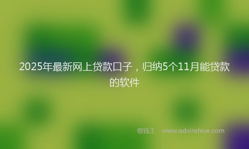 2025年最新网上贷款口子，归纳5个11月能贷款的软件