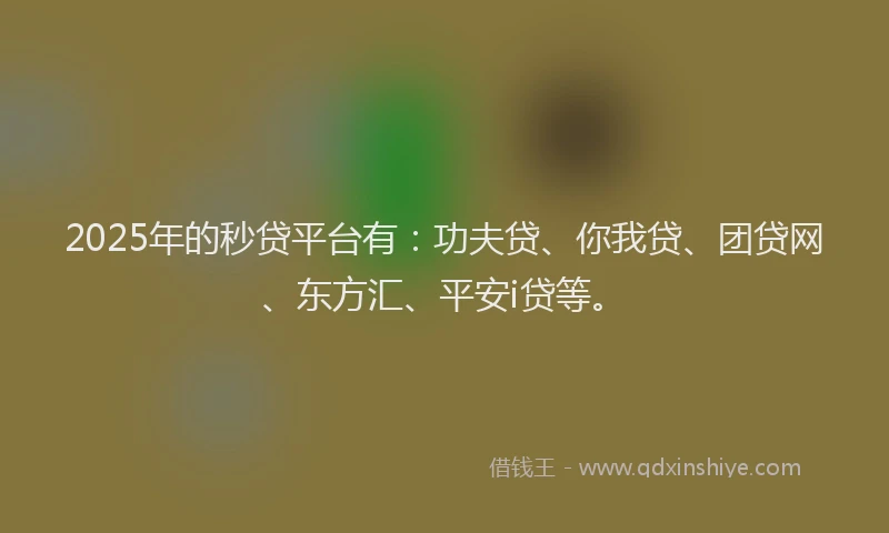 2025年的秒贷平台有：功夫贷、你我贷、团贷网、东方汇、平安i贷等。