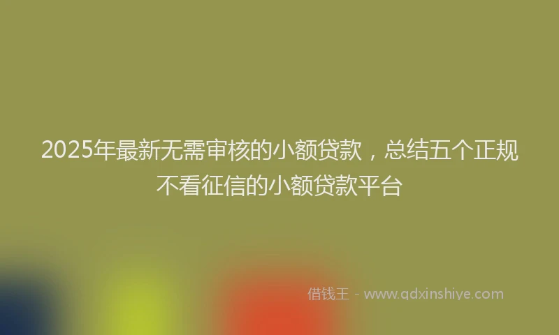 2025年最新无需审核的小额贷款，总结五个正规不看征信的小额贷款平台