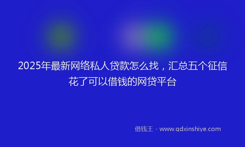 2025年最新网络私人贷款怎么找，汇总五个征信花了可以借钱的网贷平台