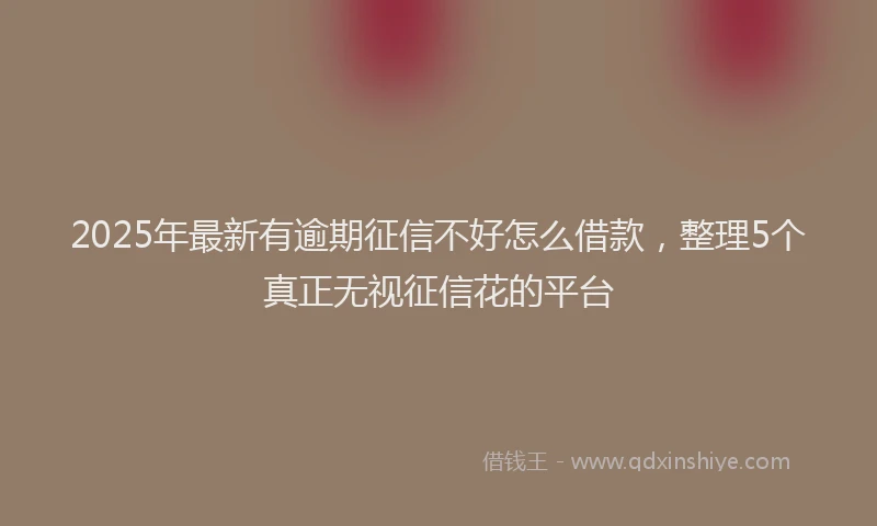 2025年最新有逾期征信不好怎么借款，整理5个真正无视征信花的平台