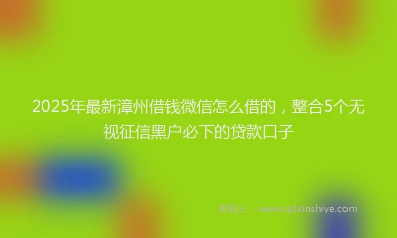 2025年最新漳州借钱微信怎么借的，整合5个无视征信黑户必下的贷款口子