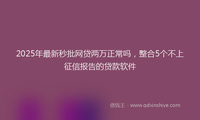 2025年最新秒批网贷两万正常吗，整合5个不上征信报告的贷款软件