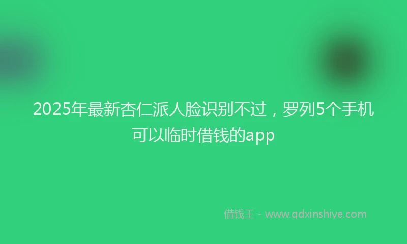 2025年最新杏仁派人脸识别不过，罗列5个手机可以临时借钱的app