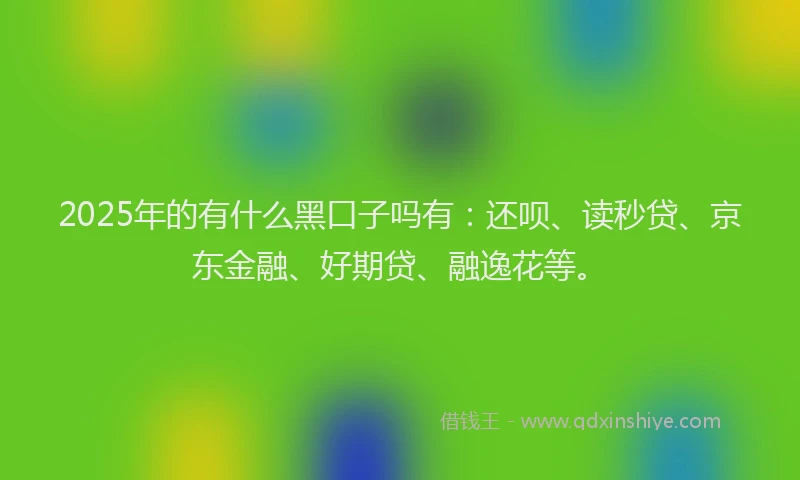 2025年的有什么黑口子吗有：还呗、读秒贷、京东金融、好期贷、融逸花等。