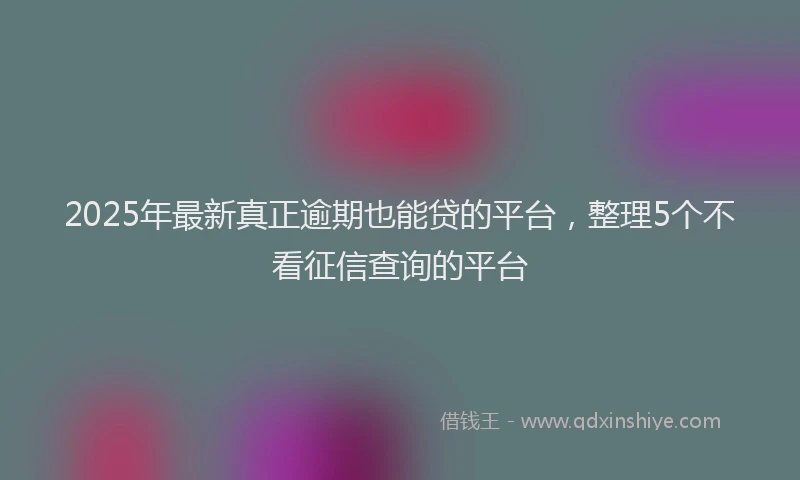 2025年最新真正逾期也能贷的平台，整理5个不看征信查询的平台