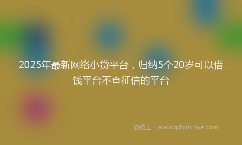 2025年最新网络小贷平台，归纳5个20岁可以借钱平台不查征信的平台