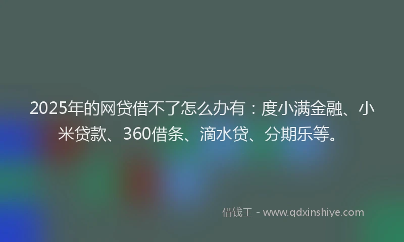 2025年的网贷借不了怎么办有：度小满金融、小米贷款、360借条、滴水贷、分期乐等。
