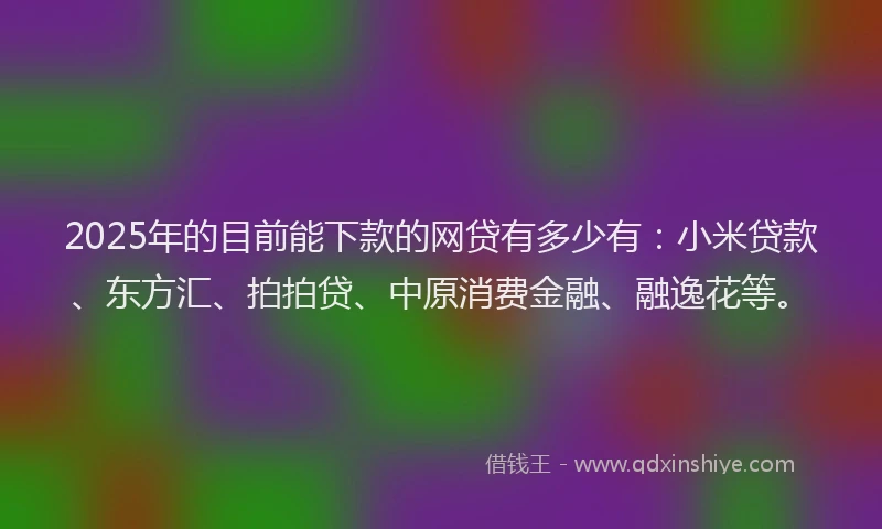 2025年的目前能下款的网贷有多少有：小米贷款、东方汇、拍拍贷、中原消费金融、融逸花等。
