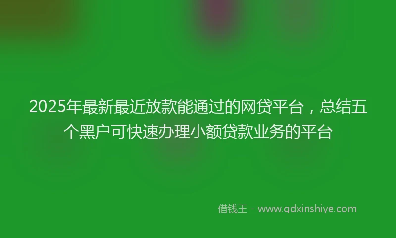 2025年最新最近放款能通过的网贷平台，总结五个黑户可快速办理小额贷款业务的平台