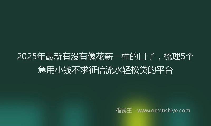 2025年最新有没有像花薪一样的口子，梳理5个急用小钱不求征信流水轻松贷的平台