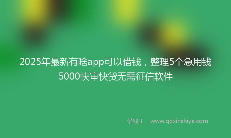2025年最新有啥app可以借钱，整理5个急用钱5000快审快贷无需征信软件