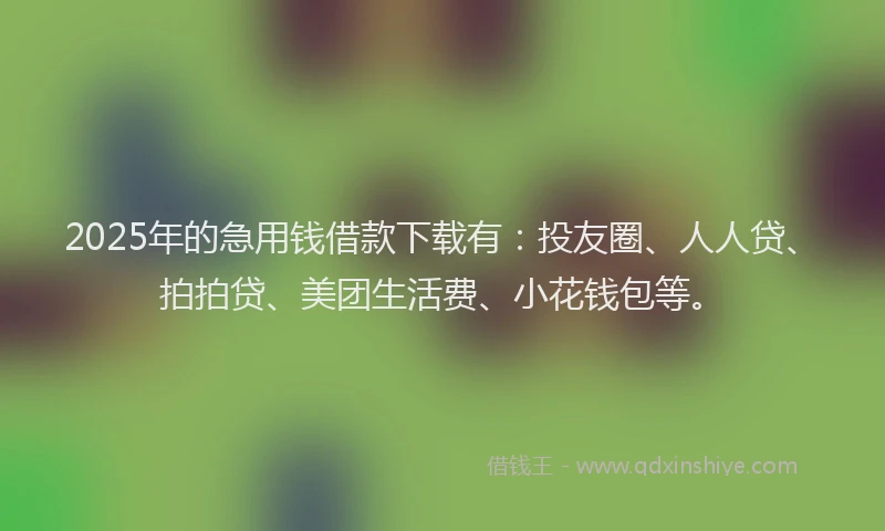 2025年的急用钱借款下载有：投友圈、人人贷、拍拍贷、美团生活费、小花钱包等。