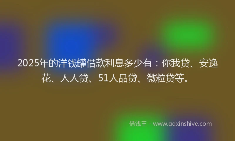 2025年的洋钱罐借款利息多少有：你我贷、安逸花、人人贷、51人品贷、微粒贷等。