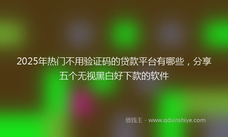 2025年热门不用验证码的贷款平台有哪些，分享五个无视黑白好下款的软件