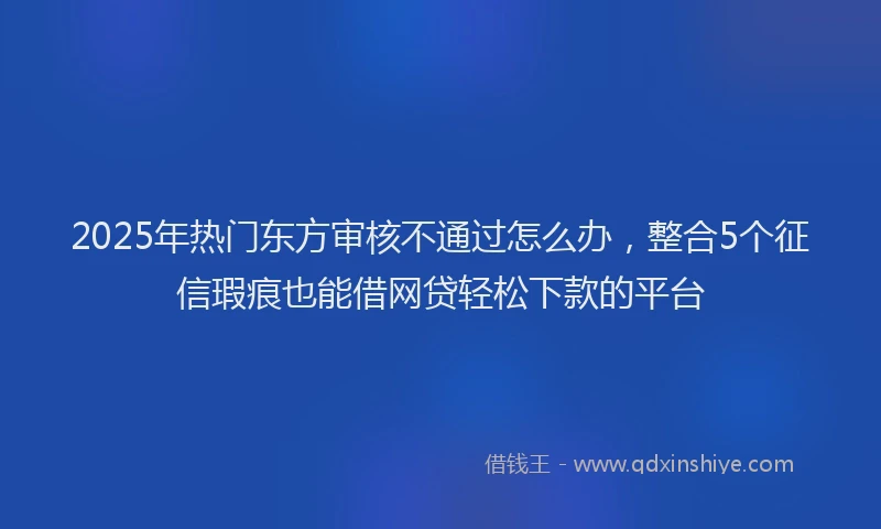2025年热门东方审核不通过怎么办，整合5个征信瑕疵也能借网贷轻松下款的平台