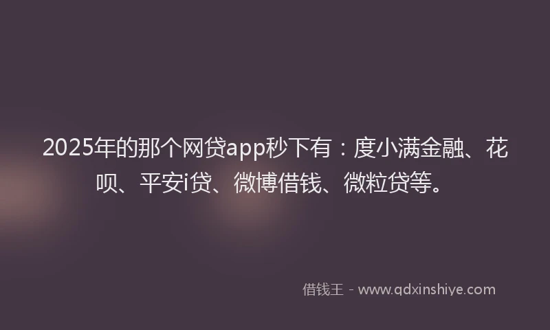2025年的那个网贷app秒下有：度小满金融、花呗、平安i贷、微博借钱、微粒贷等。