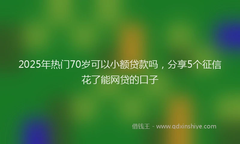 2025年热门70岁可以小额贷款吗，分享5个征信花了能网贷的口子