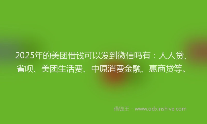 2025年的美团借钱可以发到微信吗有：人人贷、省呗、美团生活费、中原消费金融、惠商贷等。