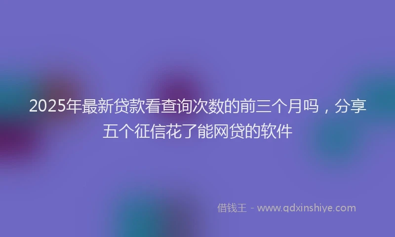 2025年最新贷款看查询次数的前三个月吗，分享五个征信花了能网贷的软件