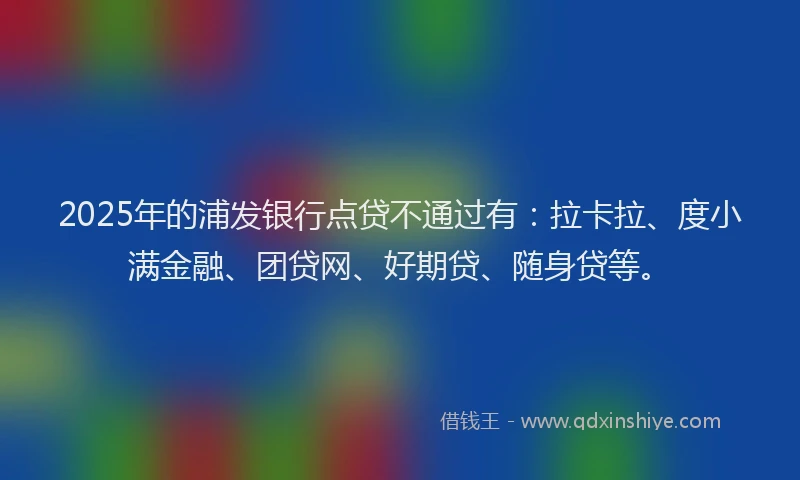 2025年的浦发银行点贷不通过有：拉卡拉、度小满金融、团贷网、好期贷、随身贷等。
