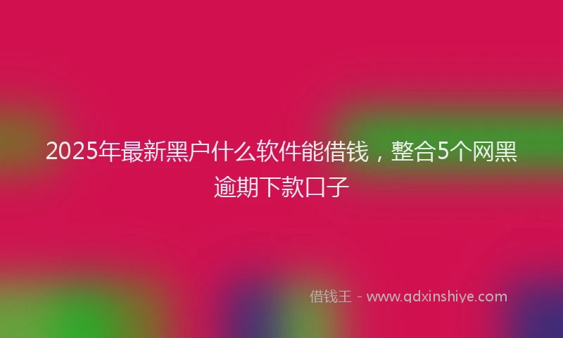 2025年最新黑户什么软件能借钱，整合5个网黑逾期下款口子