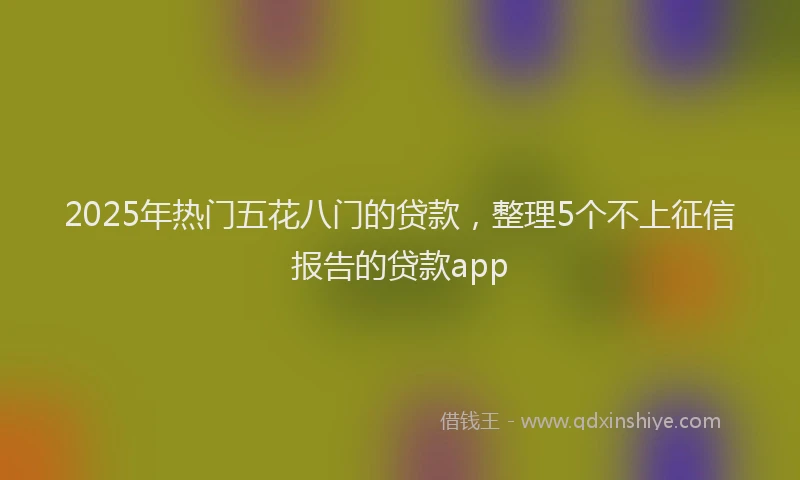 2025年热门五花八门的贷款，整理5个不上征信报告的贷款app