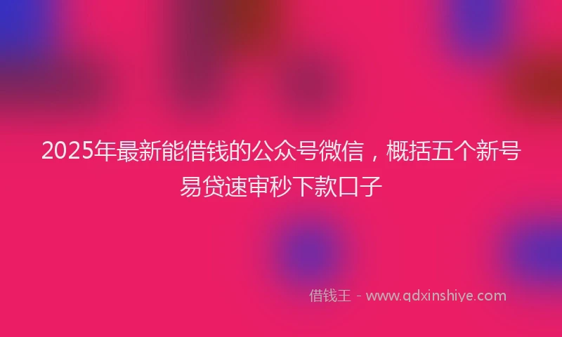 2025年最新能借钱的公众号微信，概括五个新号易贷速审秒下款口子