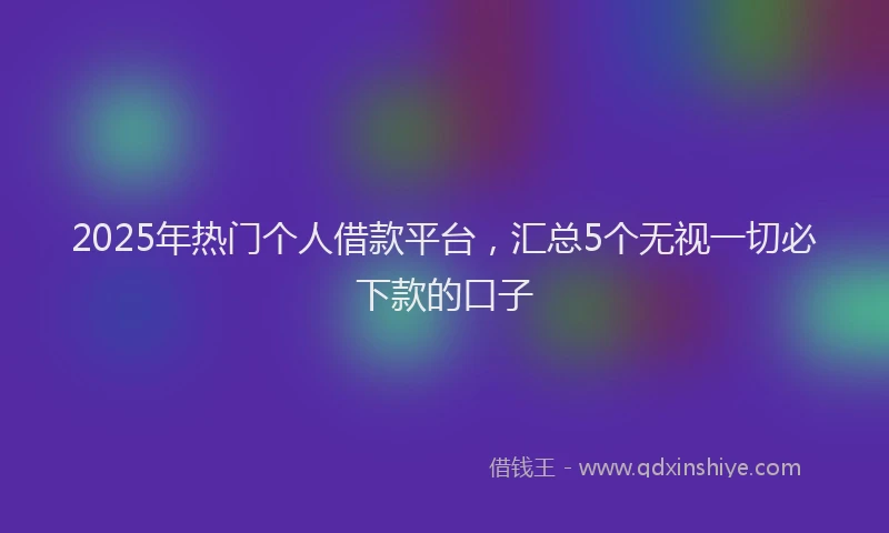 2025年热门个人借款平台，汇总5个无视一切必下款的口子