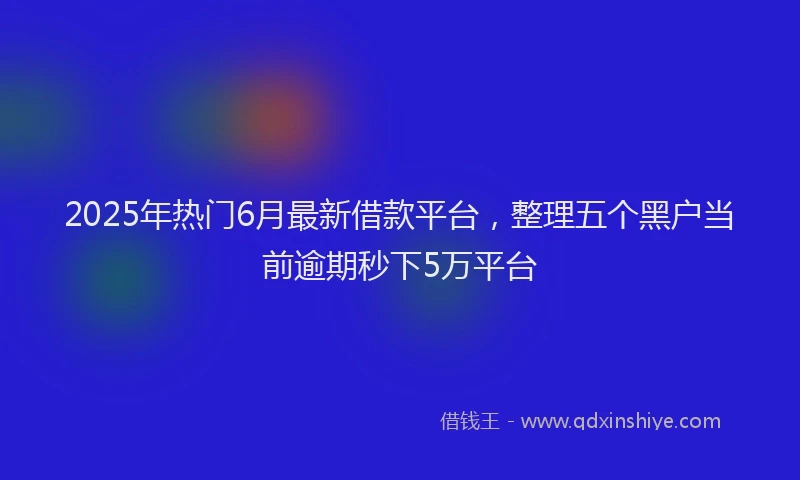 2025年热门6月最新借款平台，整理五个黑户当前逾期秒下5万平台