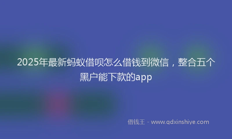 2025年最新蚂蚁借呗怎么借钱到微信，整合五个黑户能下款的app
