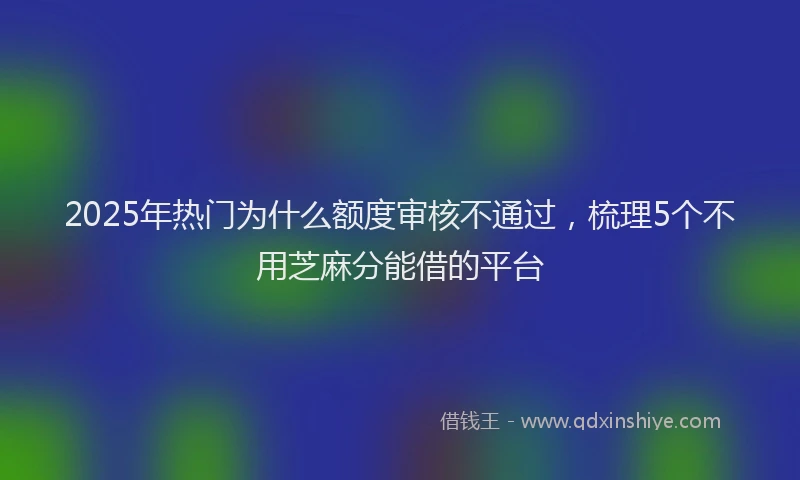2025年热门为什么额度审核不通过，梳理5个不用芝麻分能借的平台