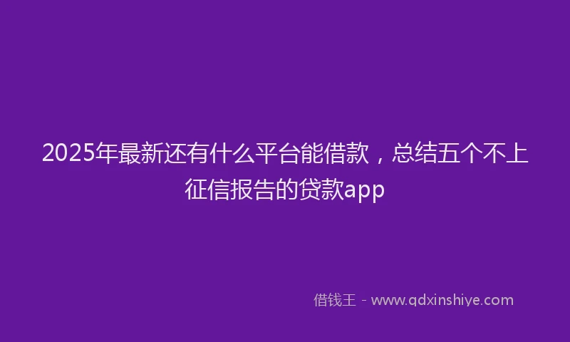 2025年最新还有什么平台能借款，总结五个不上征信报告的贷款app