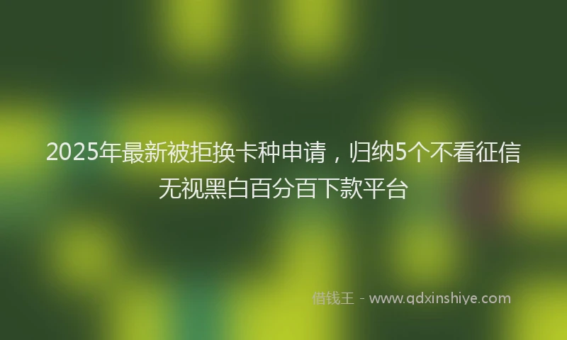 2025年最新被拒换卡种申请，归纳5个不看征信无视黑白百分百下款平台