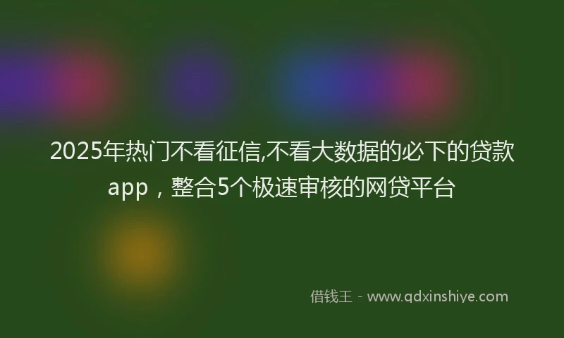 2025年热门不看征信,不看大数据的必下的贷款app，整合5个极速审核的网贷平台
