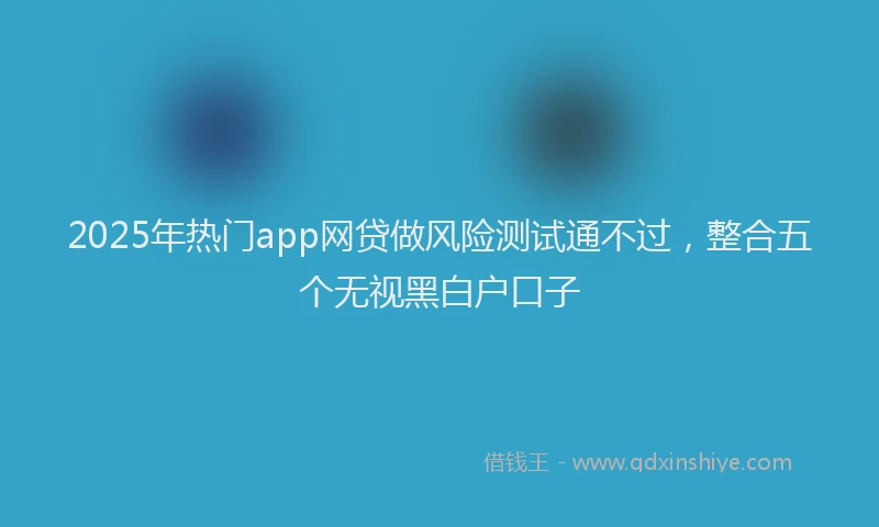 2025年热门app网贷做风险测试通不过，整合五个无视黑白户口子