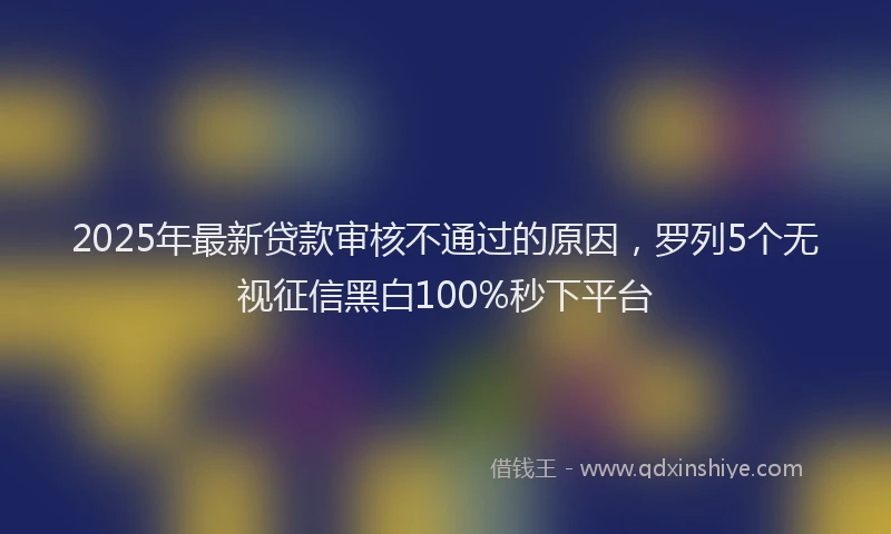 2025年最新贷款审核不通过的原因，罗列5个无视征信黑白100%秒下平台