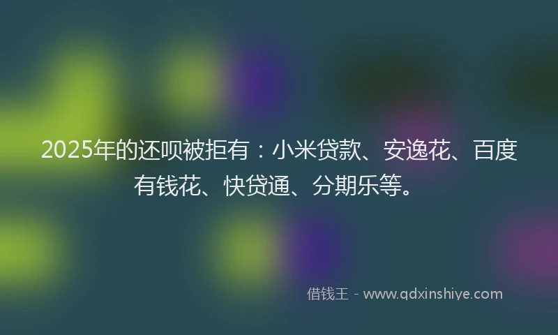 2025年的还呗被拒有：小米贷款、安逸花、百度有钱花、快贷通、分期乐等。