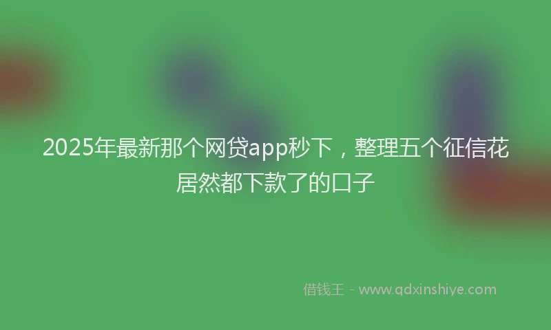 2025年最新那个网贷app秒下，整理五个征信花居然都下款了的口子