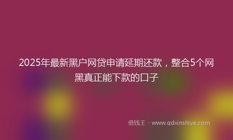 2025年最新黑户网贷申请延期还款，整合5个网黑真正能下款的口子