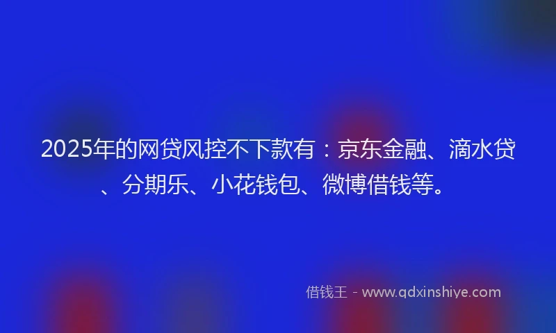 2025年的网贷风控不下款有：京东金融、滴水贷、分期乐、小花钱包、微博借钱等。