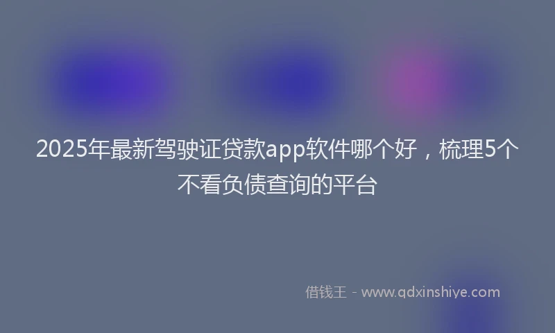 2025年最新驾驶证贷款app软件哪个好，梳理5个不看负债查询的平台