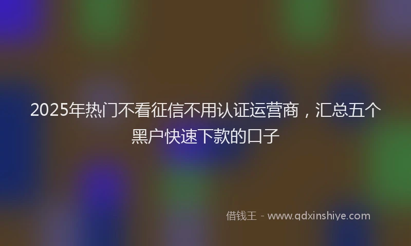 2025年热门不看征信不用认证运营商，汇总五个黑户快速下款的口子